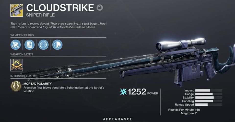 destiny 2 how to get exotic sniper cloudstrike