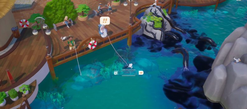 The player fishing in the game.