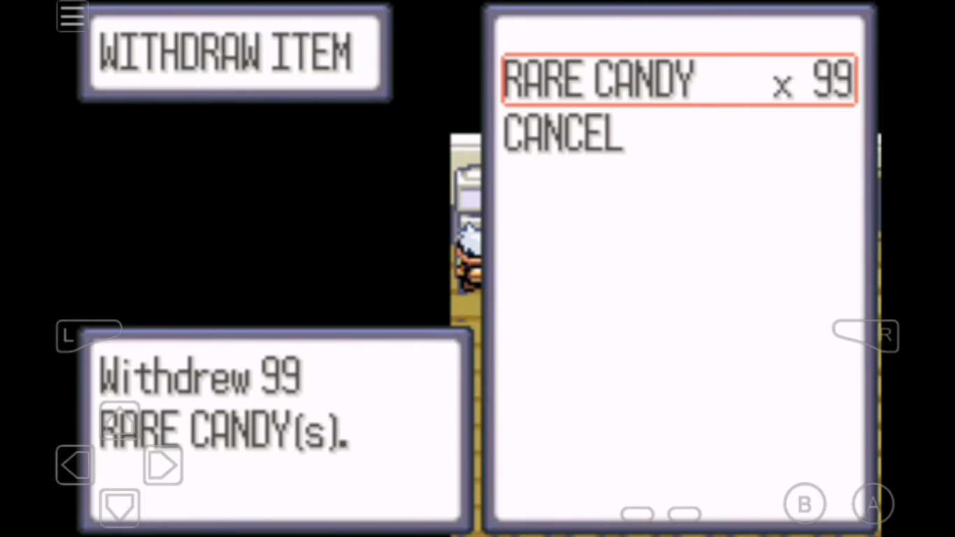 Pokémon Sapphire Cheat Codes: Infinite rare candy